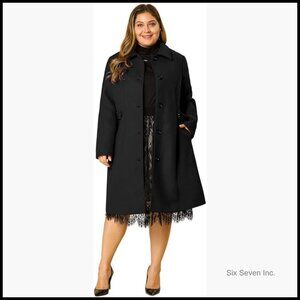 Plus Size Single Breasted Belted Winter Long Coat with Raglan Sleeves